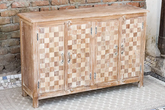 Antique Indian Reclaimed Hand Liberty Solid Wooden Sideboard Whitewash 135x40x90cm A0347